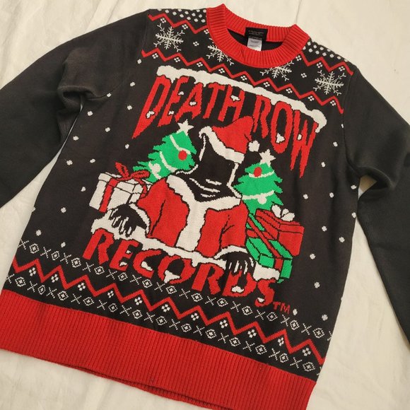 Death Row Records Ugly Christmas Sweater Black Red Green Santa 2021 Suge 2Pac - Picture 2 of 6